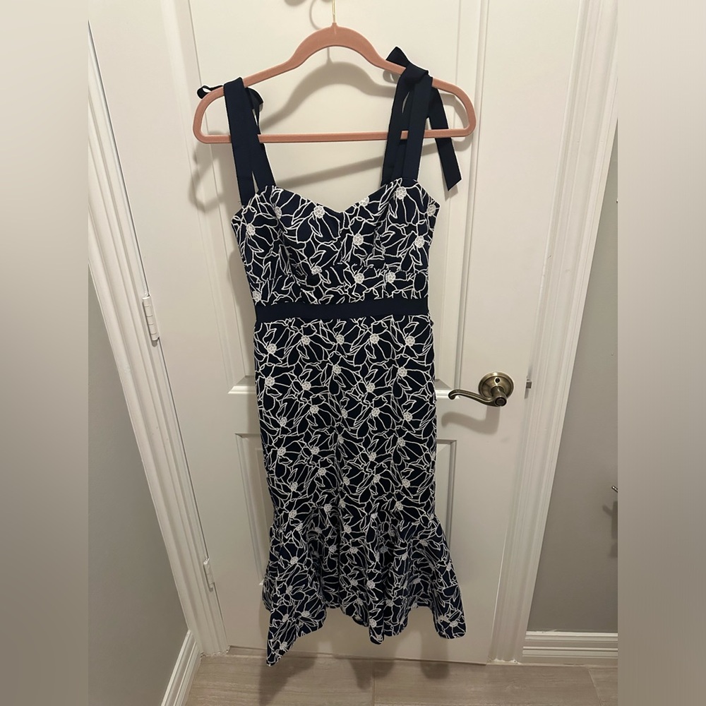 JCrew Eyelet midi dress with flounce hem